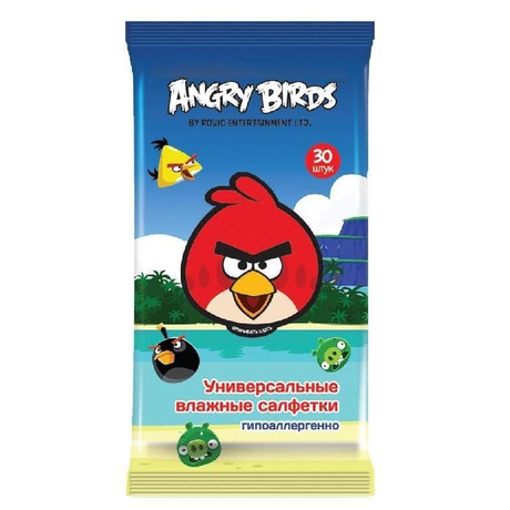 Салфетки детские ANGRY BIRDS влажные, 30 шт. универсальные
