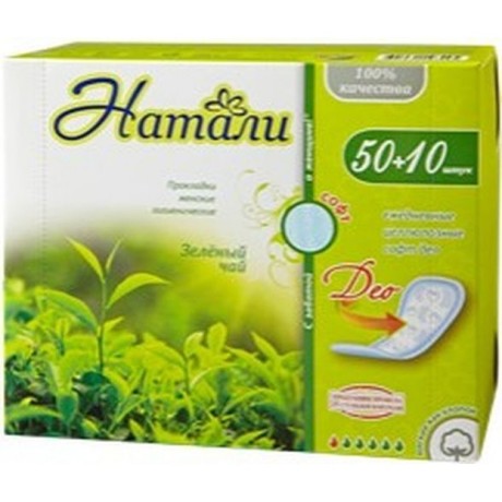 Прокладки гигиенические НАТАЛИ ежедневные софт део с ароматом зеленого чая, 60  шт. (арт. Е-136ч)