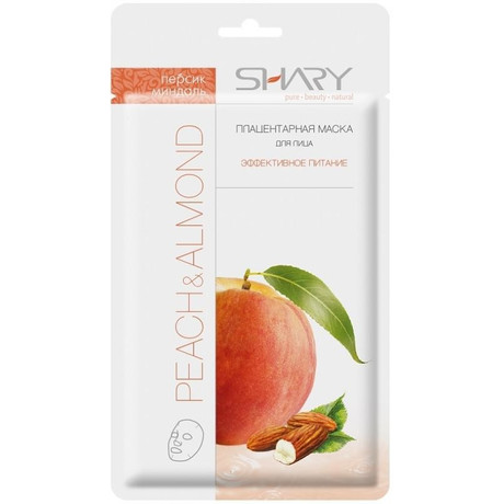 Маска косметическая SHARY плацентарная с маслом персика и миндаля для лица и шеи