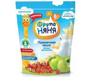 Каша ФРУТОНЯНЯ молочная пшеница/яблоко/земляника 200г