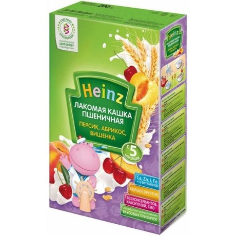 Каша ХАЙНЦ Лакомая пшеница/абрикос/персик/вишня 200г