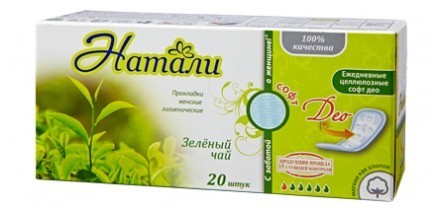 Прокладки гигиенические НАТАЛИ ежедневные софт део с ароматом зеленого чая, 20 шт.  (арт. Е-13ч)