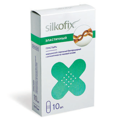 Лейкопластырь бактерицидный SILKOFIX Ag влагостойкий стандартный (тканевая основа), 10 шт.