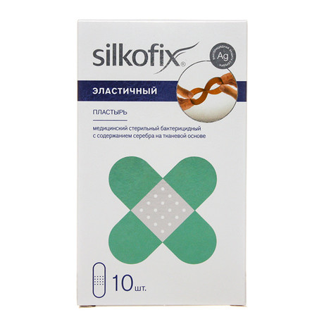Лейкопластырь бактерицидный SILKOFIX Эластичный стандартный (тканевая основа), 10 шт.
