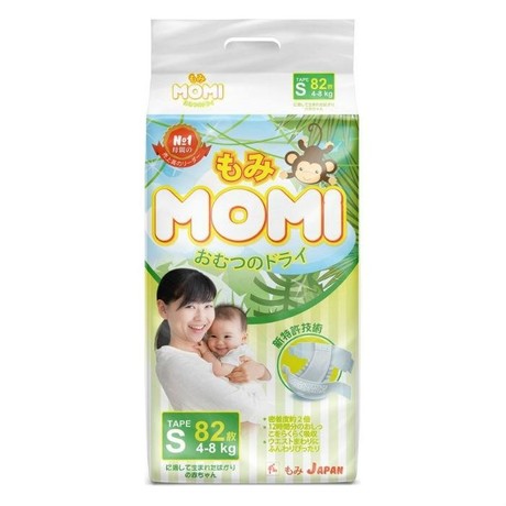 Подгузники MOMI S (4-8кг), 82 шт.