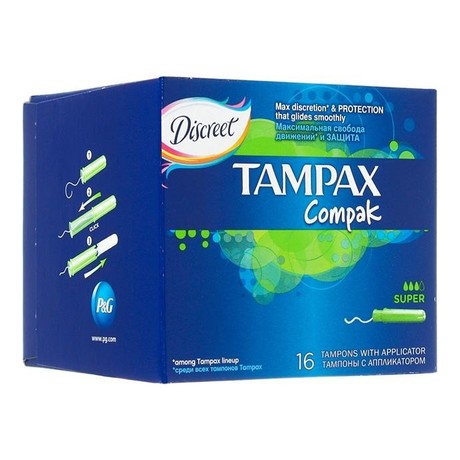 Тампоны гигиенические TAMPAX Compak Super, 16 шт.