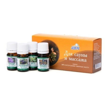 Масло эфирное АСПЕРА для сауны и массажа 2мл, 4 шт. (набор)