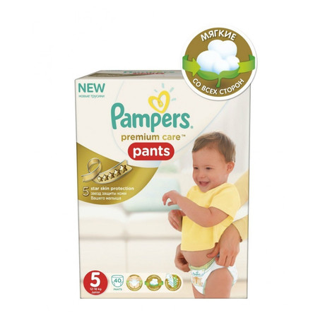 Подгузники-трусики PAMPERS Premium Care Junior (12-8кг), 40 шт.