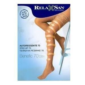 Чулки STAY UP Relaxsan лечебные на резинке 70 den разм. S5/Nero