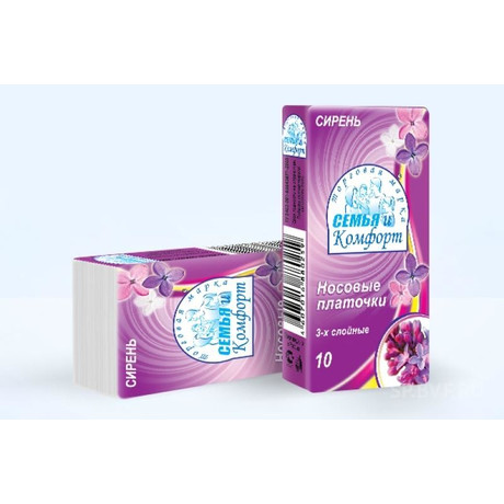 Платок носовой СЕМЬЯ И КОМФОРТ Сирень, 10 шт.