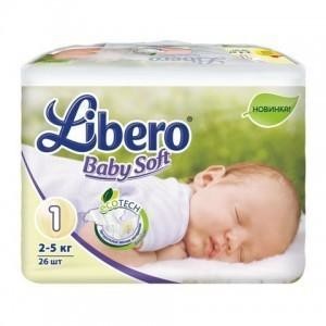 Подгузники LIBERO Baby Soft ЭкоТек Newborn (2-5кг), 26 шт.