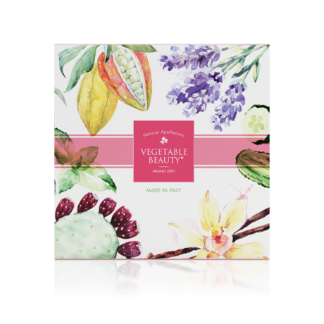 Косметический набор VEGETABLE Beauty (мыло Сицилийская опунция + огурец, мята, олива + тосканская лаванда + ваниль и какао) 100г, 4 шт.