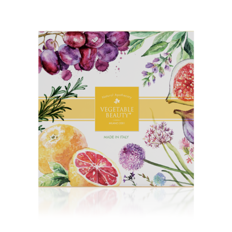 Косметический набор VEGETABLE Beauty (мыло Виноградные косточки + Инжир и Грейпфрут + Альпийские цветы + Розмарин и Шалфей) 100г, 4 шт.