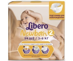 Подгузники LIBERO Baby Soft Newborn (3-6кг), 94 шт.