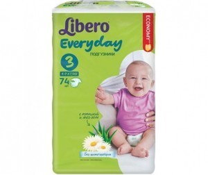 Подгузники LIBERO Everyday Midi (4-9кг), 74 шт.