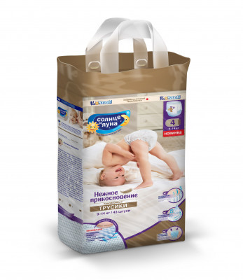 Трусики AURA "Солнце и Луна" Нежное прикосновение (9-14кг), 43 шт.