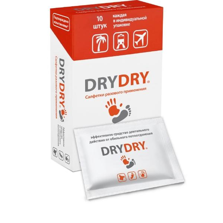 Салфетки ДРАЙ ДРАЙ Сенситив от обильного потовыделения 10 шт.