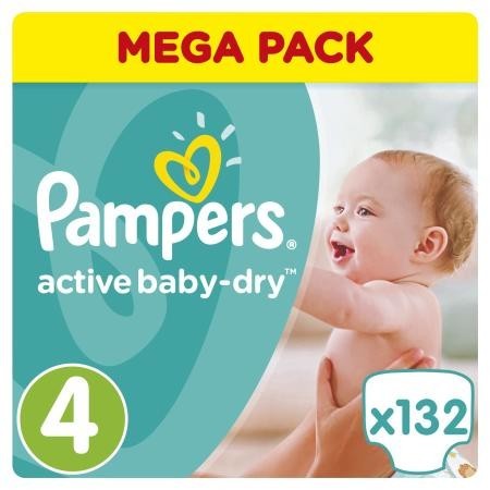 Подгузники PAMPERS Active baby Dry Maxi (8-14кг), 132 шт.