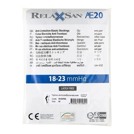 Чулки RELAXSAN Medicale Anti-Embolism на резинке с открыт. носком разм. M (арт. M2370A) бел.