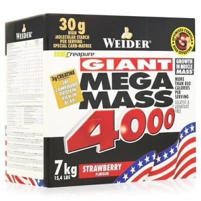 Протеин WEIDER Mega Mass 4000 Клубника 7кг