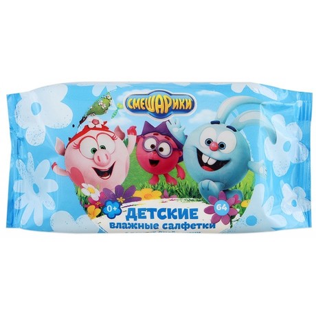 Салфетки детские СМЕШАРИКИ влажные, 64 шт.