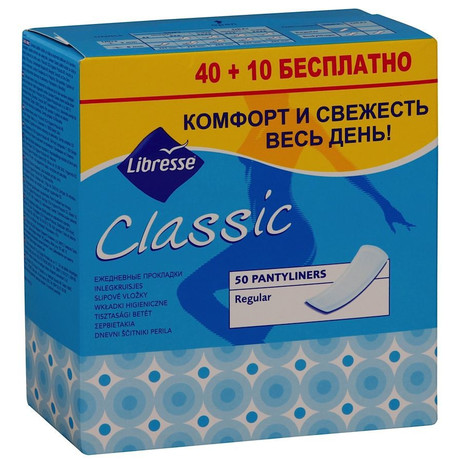 Прокладки гигиенические LIBRESSE Classic ежедневные, 40 шт. +10