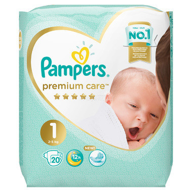 Подгузники PAMPERS Premium Care Newborn (2-5кг), 20 шт.