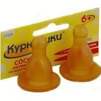 Соска КУРНОСИКИ 12112 латексная с X-образным отверстием для каши, 2 шт.