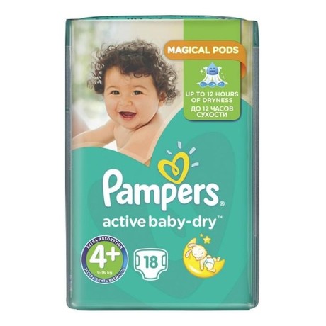 Подгузники PAMPERS Active baby Dry (9-16кг), 18 шт.