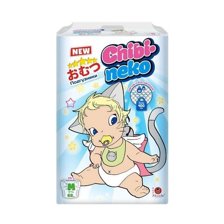Подгузники-трусики MANEKI Chibi-Neko разм. M (6-11кг), 62 шт.