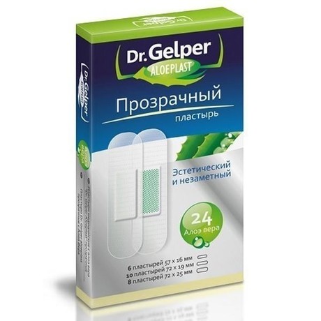 Лейкопластырь DR GELPER ALOEPLAST прозрачный, 24 шт.