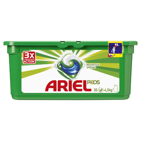 Гель для стирки ARIEL автомат Liquid Capsules Горный родник жидкий в капсулах 27г, 30 шт.