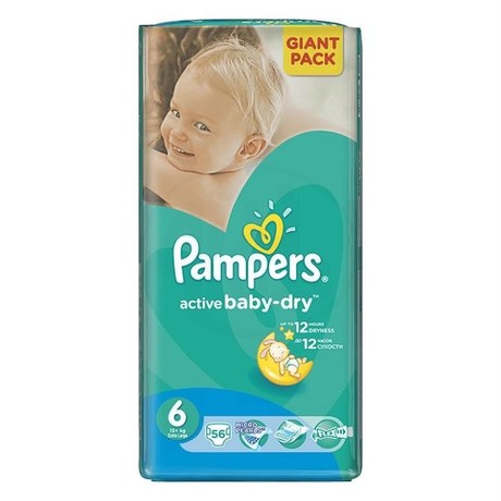 Подгузники PAMPERS Active baby Extra Large (свыше 15кг), 56 шт.