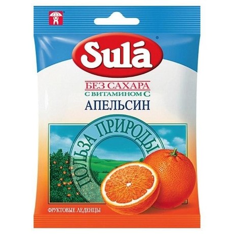 Зула ("Sula") леденцы для диабетиков 60г (апельсин)