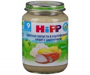 Пюре HIPP цв.капуста/картофель/цыпленок 220г