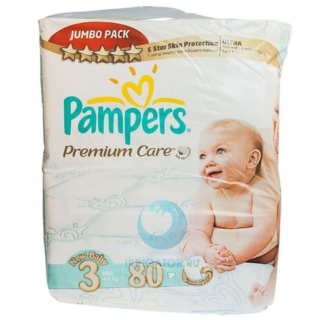 Подгузники PAMPERS Premium Care Midi (4-9кг), 80 шт.