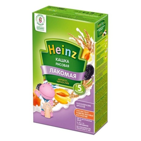 Каша ХАЙНЦ Лакомая рис/абрикос/чернослив молочная 200г