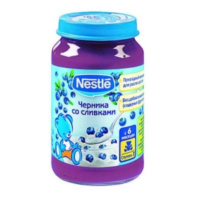 Пюре НЕСТЛЕ черника со сливками 200г