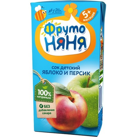 Сок ФРУТОНЯНЯ яблочно-персиковый с мякотью 500мл