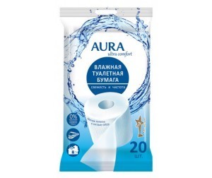 Бумага туалетная AURA влажная ULTRA COMFORT, 20 шт.