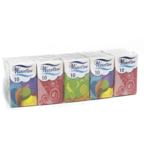 Платок носовой WATERFLOW бумажные, 10 шт.