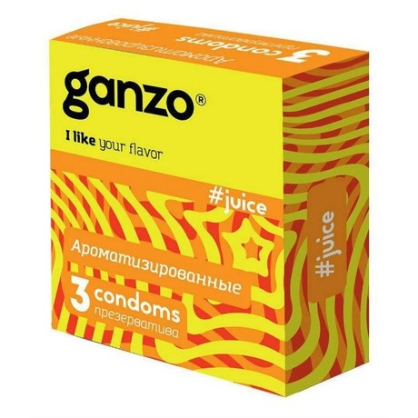 Презерватив GANZO New Juice, 3 шт. (цветные и ароматизированные)