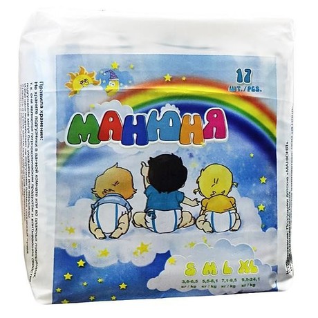 Подгузники МАНЮНЯ разм. S , 17 шт.