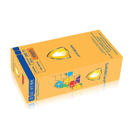 Перчатки смотровые нестерильные разм. M (латекс. неопудр. текстур. 2-кратное хлорир. Safe&Care) №100 (желтые)