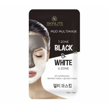 Маска косметическая SKINLITE черная глина+белая глина