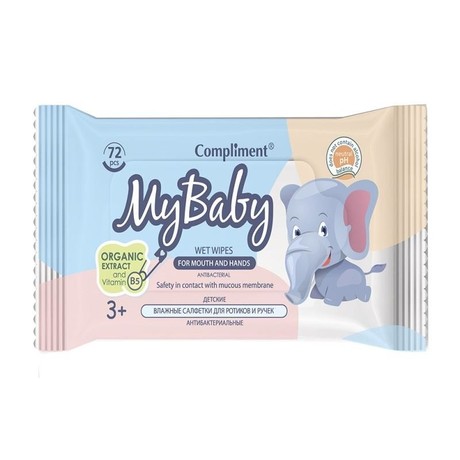Салфетки детские COMPLIMENT My Baby для ротиков и ручек антибактериальные влажные, 72 шт.