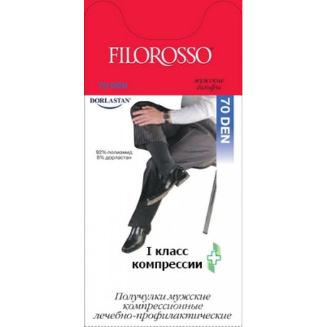 Чулки FILOROSSO 70den (получулки) удлинненные 2-кл №2 муж. (черн.)