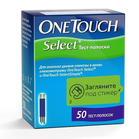 Тест-полоска ONE TOUCH для глюкометра "Оne Touch Select", 50 шт.