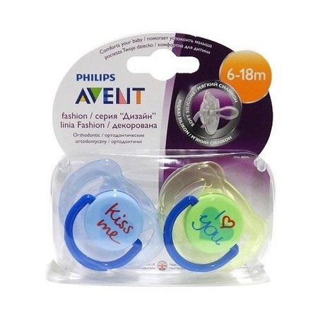Соска-пустышка AVENT силиконовая "Kiss me" (6-18мес.), 2 шт.  (арт. 86177 SCF172/70) (3 + 1)