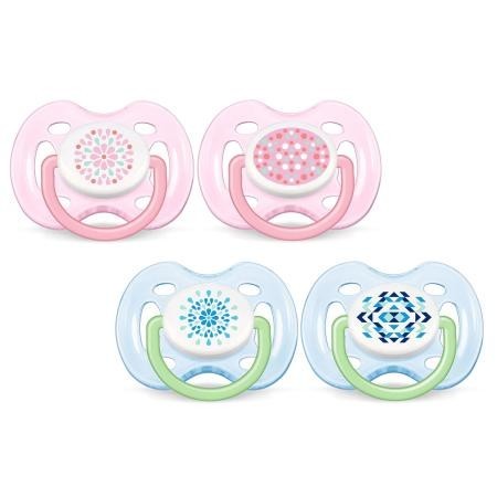 Соска-пустышка AVENT силиконовая free flow (0-6 мес.) (арт. 178/25), 2  шт. (голуб/зеленый) (3 + 1)